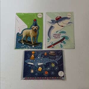 Set of 3 Birthday Cards with Fun Animal Designs